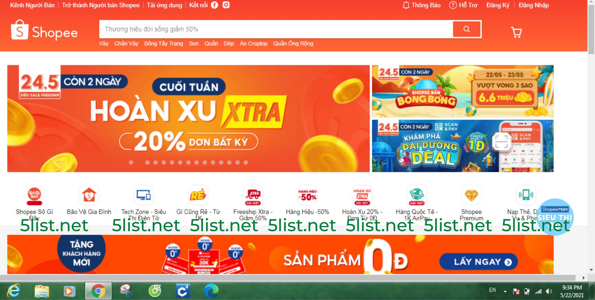 Theo thống kê đến năm 2021, có khoảng 38.5 triệu người dân Việt Nam đã mua hàng trực tuyến thông qua nhiều kênh bán hàng trực tuyến, thương mại điện tử khác nhau. Chính vì thế, việc xây dựng các trang bán hàng online, hay tham gia các sàn thương mại điện tử (TMĐT) được nhiều những nhà xưởng, doanh nghiệp chú trọng nhằm mục đích thúc đẩy nhận diện thương hiệu, tăng doanh số bán hàng. Dưới đây, 5list.net tổng hợp top 5 trang thương mại điện tử lớn nhất Việt Nam tính đến thời điểm hiện tại. shopee lazada tiki hotdeal sendo