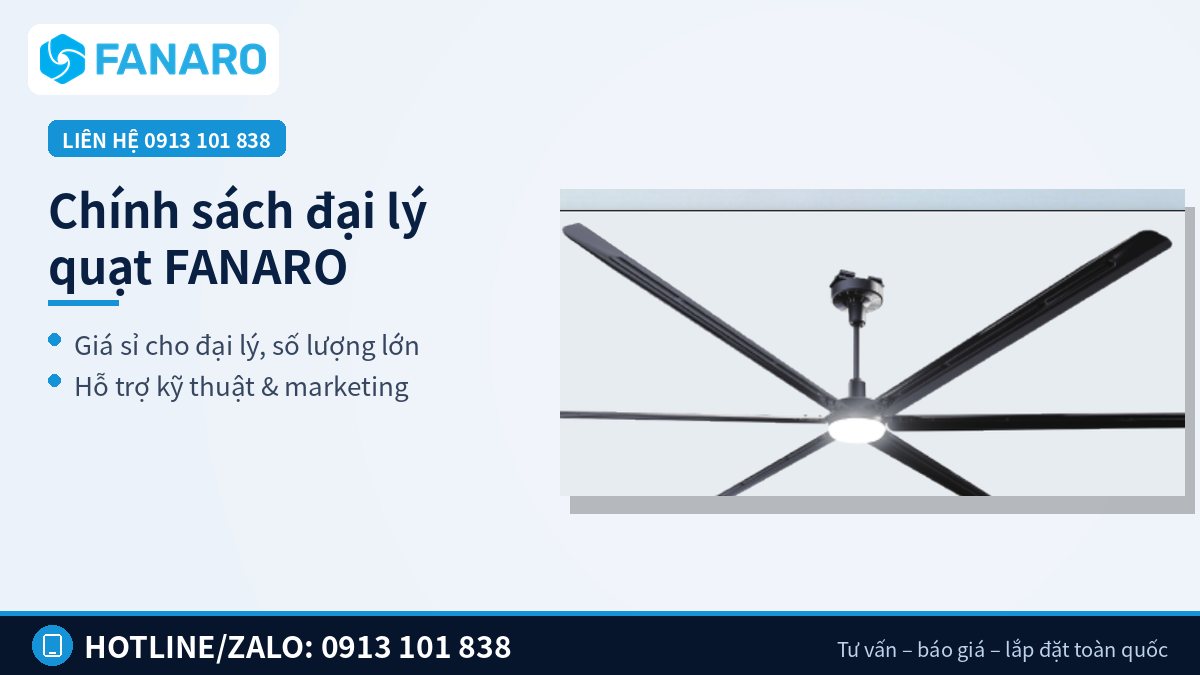 Chính sách đại lý phân phối sỉ quạt trần công nghiệp FANARO 2026