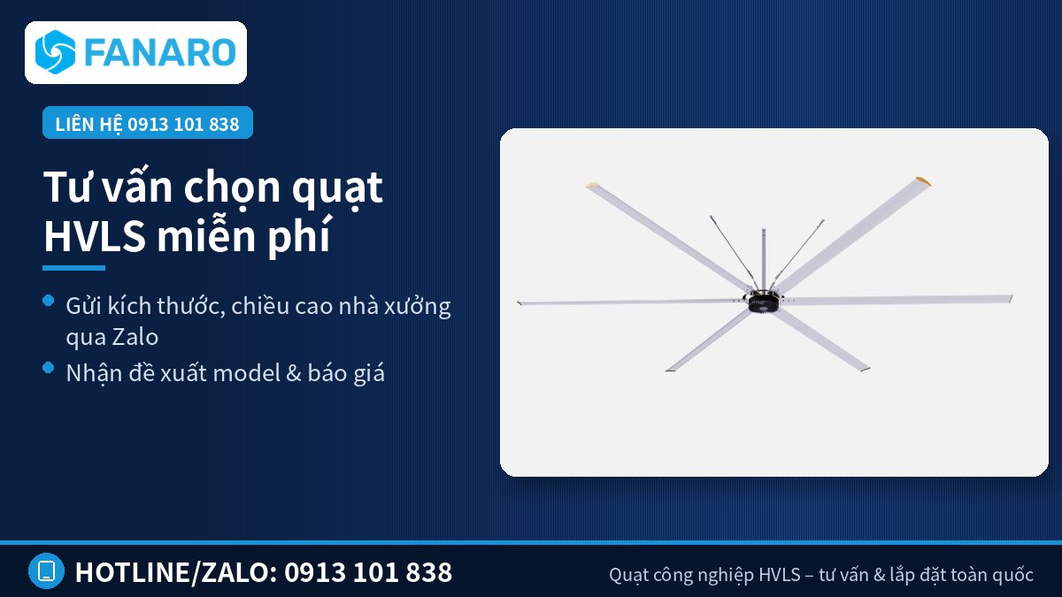 Tư vấn chọn quạt HVLS miễn phí – Cần tư vấn chọn cỡ quạt?