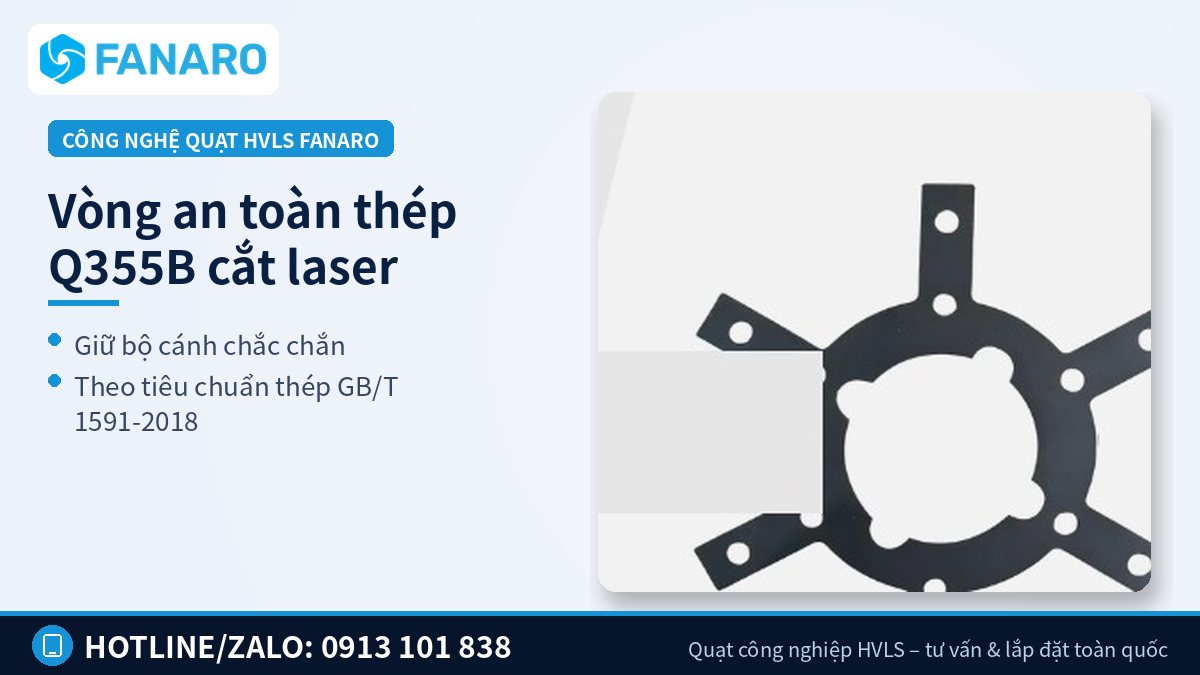 Vòng an toàn thép Q355B của quạt HVLS – Công nghệ cốt lõi của quạt HVLS FANARO