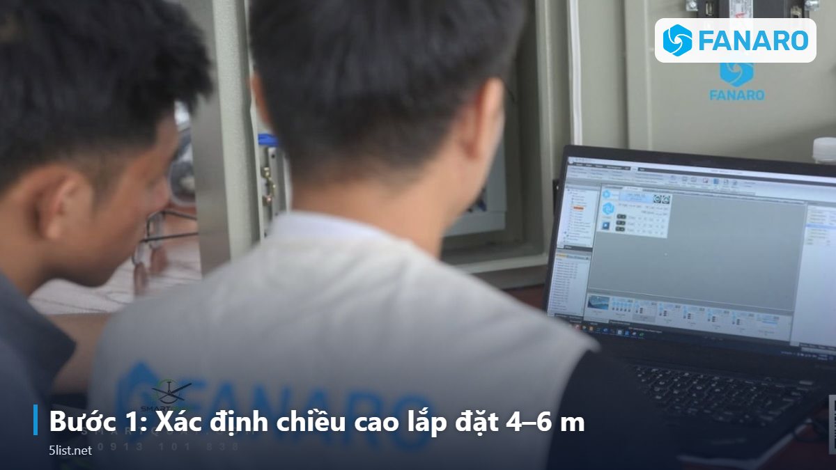 Bước 1: Xác định chiều cao lắp đặt 4–6 m – Lắp Đặt Quạt Trần Công Nghiệp 4m: Chiều Cao, Ty Treo, Khoảng