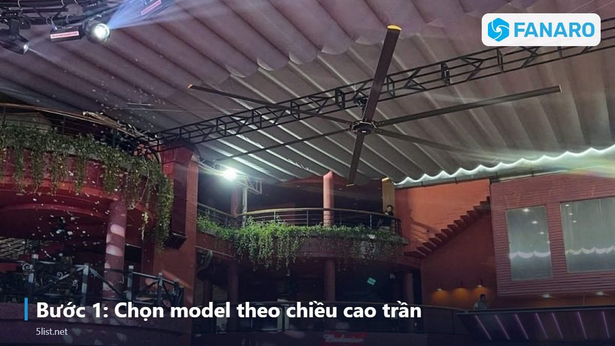 Bước 1: Chọn model theo chiều cao trần – Quạt Trần Công Nghiệp 3m Cho Nhà Hàng, Quán Nhậu: Cần Bao Nh