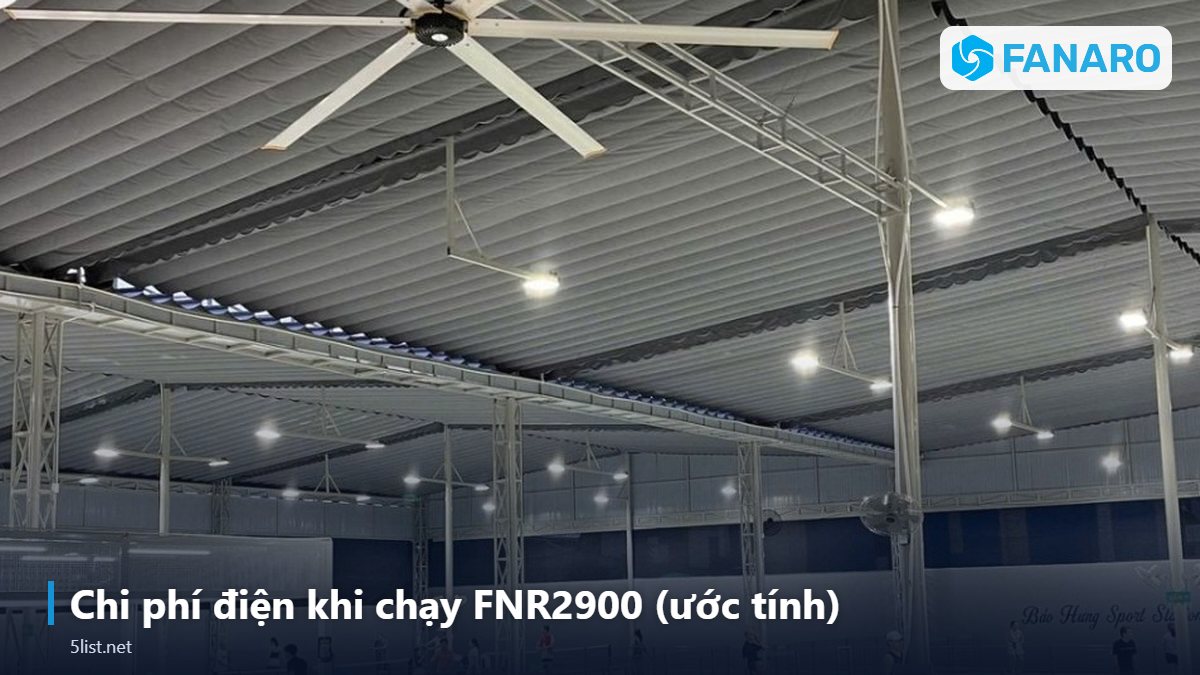 Chi phí điện khi chạy FNR2900 (ước tính) – Quạt Trần Công Nghiệp 3m FNR2900: Thông Số, Giá 7,8 Triệu Và