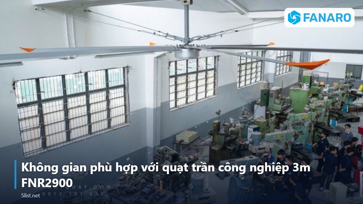 Không gian phù hợp với quạt trần công nghiệp 3m FNR2900 – Quạt Trần Công Nghiệp 3m FNR2900: Thông Số, Giá 7,8 Triệu Và