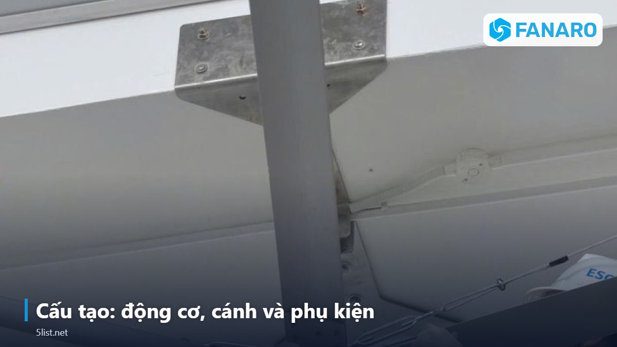 Cấu tạo: động cơ, cánh và phụ kiện – Quạt Trần Công Nghiệp 4m FNR3700 (3,7m): Giá 8,1 Triệu, Thôn