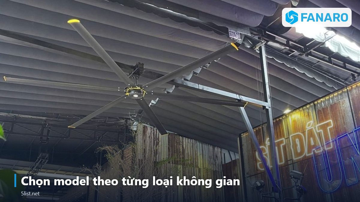 Chọn model theo từng loại không gian – Quạt Trần Công Nghiệp Có Đèn Cho Kho Nhỏ, Garage, Xưởng Trần