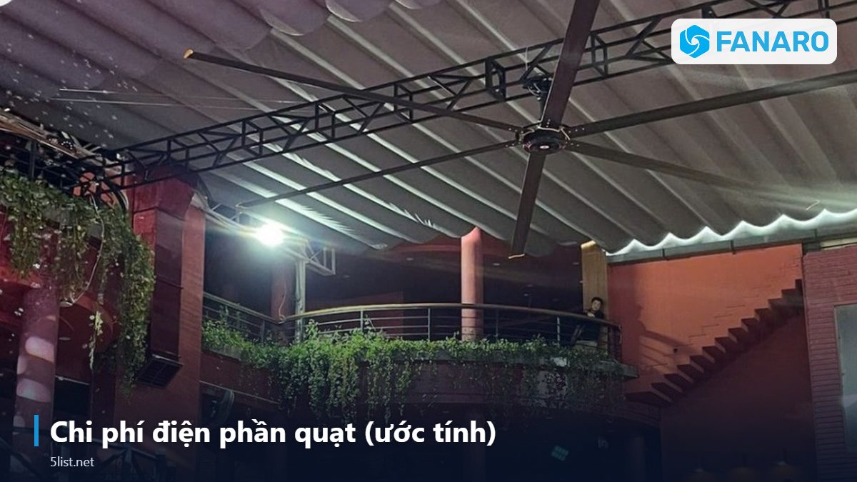 Chi phí điện phần quạt (ước tính) – Quạt Trần Công Nghiệp Có Đèn Cho Showroom, Sảnh Chờ, Không G