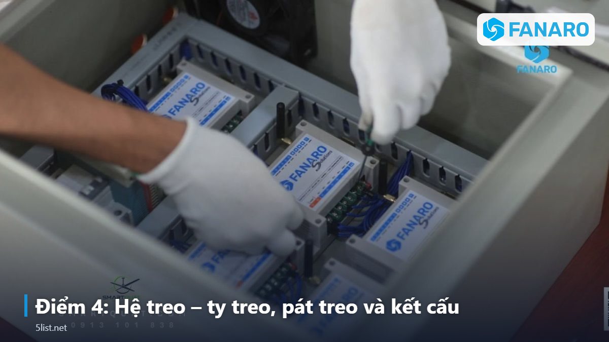 Điểm 4: Hệ treo – ty treo, pát treo và kết cấu – Quạt Trần Công Nghiệp Giá Rẻ Có Bền Không? 5 Điểm Kỹ Thuật C