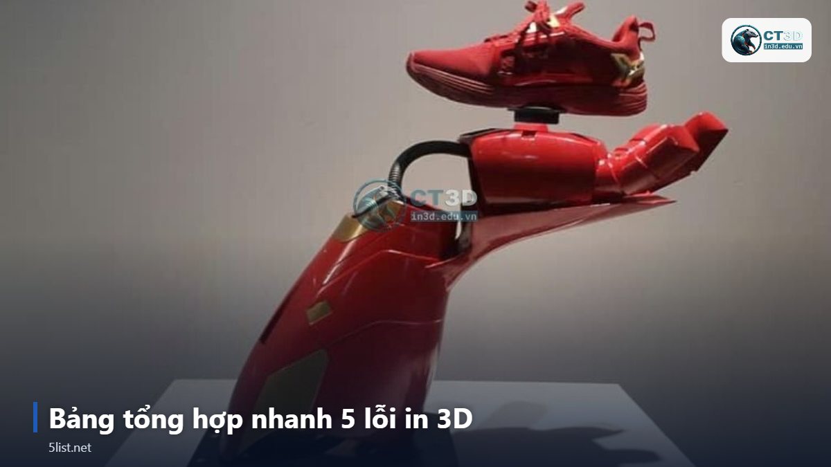 Bảng tổng hợp nhanh 5 lỗi in 3D – Top 5 lỗi in 3D thường gặp và cách khắc phục hiệu quả