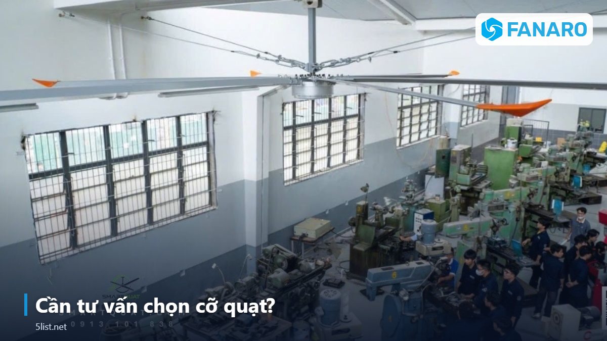 Cần tư vấn chọn cỡ quạt? – Top 5 Mẫu Quạt Tháp HVLS Ngoài Trời Theo Kích Thước