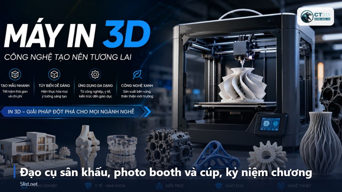 Đạo cụ sân khấu, photo booth và cúp, kỷ niệm chương – Top 5 ứng dụng in 3D và CNC xốp trong quảng cáo, sự kiện, PO